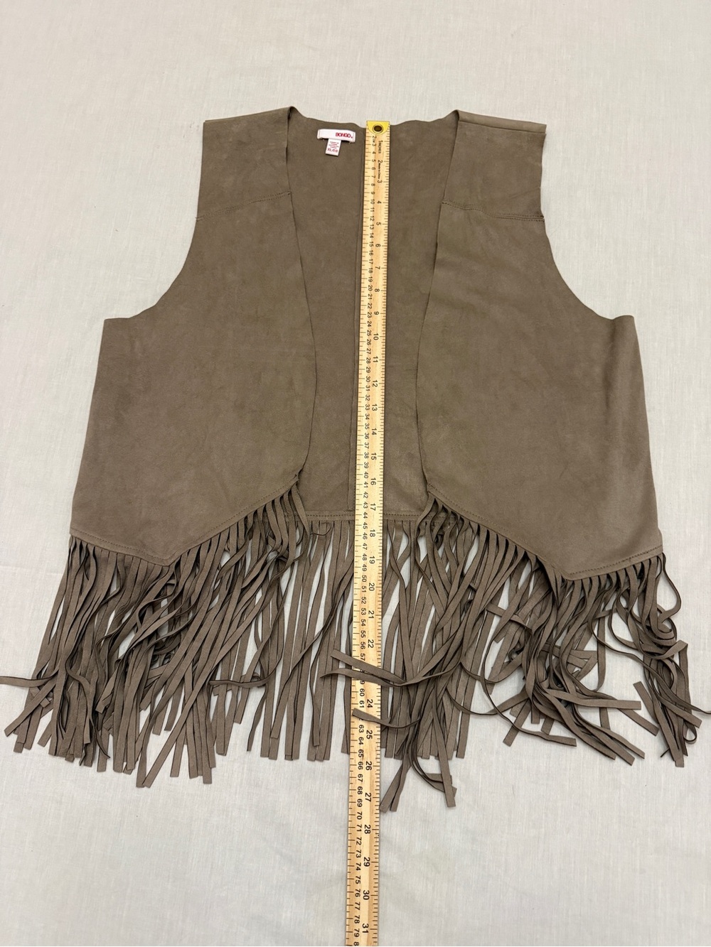 Bongo Supply Co. Taupe Suede Fringe Vest